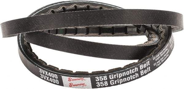 Browning - Section 3VX, 3/8" Wide, 40" Outside Length, Gripnotch V-Belt - Rubber Compound, 358 Gripnotch, No. 3VX400 - Eagle Tool & Supply