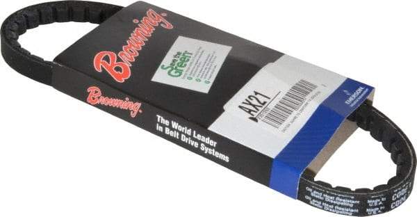Browning - Section AX, 1/2" Wide, 23" Outside Length, Gripnotch V-Belt - Rubber Compound, Gripnotch, No. AX21 - Eagle Tool & Supply