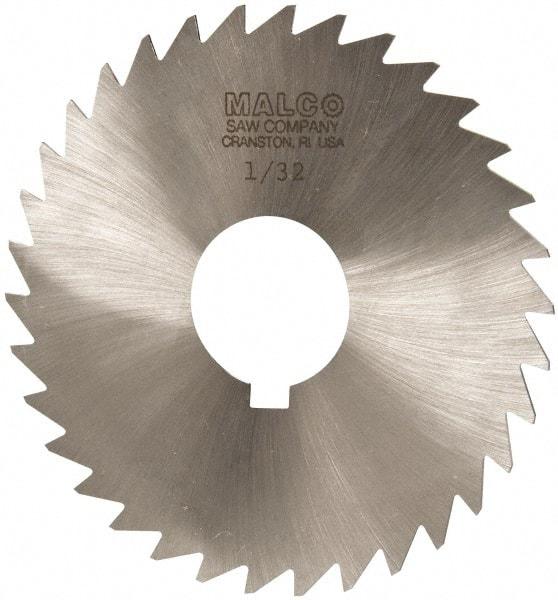 Made in USA - 3-1/2" Diam x 1/32" Blade Thickness x 1" Arbor Hole Diam, 34 Tooth Slitting and Slotting Saw - Arbor Connection, Right Hand, Uncoated, High Speed Steel, Concave Ground, Contains Keyway - Eagle Tool & Supply