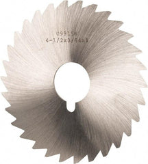 Made in USA - 4-1/2" Diam x 3/64" Blade Thickness x 1" Arbor Hole Diam, 36 Tooth Slitting and Slotting Saw - Arbor Connection, Right Hand, Uncoated, High Speed Steel, Concave Ground, Contains Keyway - Eagle Tool & Supply