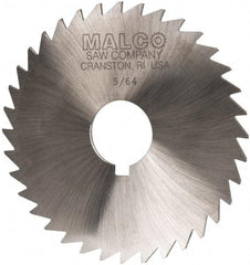 Made in USA - 4" Diam x 5/64" Blade Thickness x 1" Arbor Hole Diam, 36 Tooth Slitting and Slotting Saw - Arbor Connection, Right Hand, Uncoated, High Speed Steel, Concave Ground, Contains Keyway - Eagle Tool & Supply