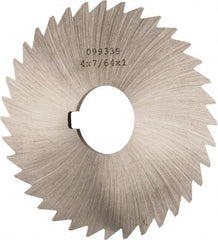 Made in USA - 4" Diam x 7/64" Blade Thickness x 1" Arbor Hole Diam, 36 Tooth Slitting and Slotting Saw - Arbor Connection, Right Hand, Uncoated, High Speed Steel, Concave Ground, Contains Keyway - Eagle Tool & Supply