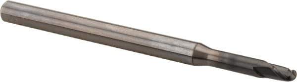 OSG - 3/16" Diam, 3/16" LOC, 2 Flute Solid Carbide Ball End Mill - WXL Finish, Single End, 3-1/2" OAL, 1/4" Shank Diam, Spiral Flute - Eagle Tool & Supply