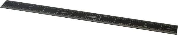 SPI - 12" Long, 1/64, 1/32" and 0.5, 1mm Graduation, Rigid Steel Rule - English/Metric Graduation Style, 1" Wide, Black, Black Chrome Finish - Eagle Tool & Supply