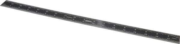 SPI - 18" Long, 1/64, 1/32" and 0.5, 1mm Graduation, Rigid Steel Rule - English/Metric Graduation Style, 1-1/8" Wide, Black, Black Chrome Finish - Eagle Tool & Supply