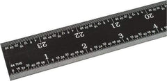 SPI - 24" Long, 1/64, 1/50, 1/32, 1/10" Graduation, Rigid Steel Rule - 3R Graduation Style, 1-1/8" Wide, Black, Black Chrome Finish - Eagle Tool & Supply