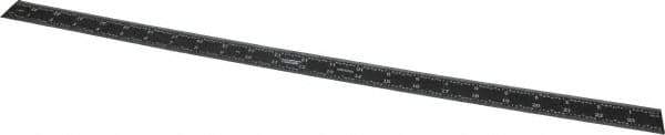 SPI - 24" Long, 1/100, 1/64, 1/32, 1/10" Graduation, Rigid Steel Rule - 5R Graduation Style, 1-1/8" Wide, Black, Black Chrome Finish - Eagle Tool & Supply