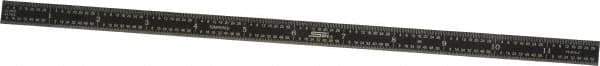 SPI - 12" Long, 1/64, 1/32, 1/16, 1/8" Graduation, Flexible Steel Rule - 4R Graduation Style, 1/2" Wide, Black, Black Chrome Finish - Eagle Tool & Supply