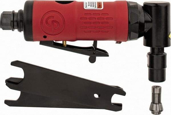 Chicago Pneumatic - 1/4" Collet, Angle Handle, Angle Air Die Grinder - 22,000 RPM, Rear Exhaust, 8.69 CFM, 0.28 hp, 6.21 bar, 1/4" Inlet - Eagle Tool & Supply