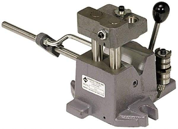 Heinrich - 1-1/2 to 2-1/2" Vee Capacity, Air Cross Hole Jig - 10-1/2" Long x 9-1/8" Wide x 8-5/8" High, 5/16, 1/2, 3/4, 1 & 1-3/8" ID of Furnished Liners - Eagle Tool & Supply