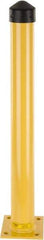 Eagle - 4-1/2" Diam x 42" High, Yellow Steel Bollard - 8" Wide x 8" Long Mounting Plate, 50 Lb - Eagle Tool & Supply