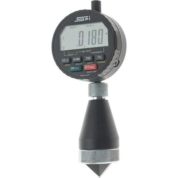 SPI - 0 to 1", 0 to 90° Included Angle, Digital Chamfer Gage - Hardened Tool Steel (Plunger), 3 Blade Plunger, 0.0001" Accuracy, 0.0001" Graduation - Eagle Tool & Supply