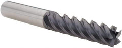 Value Collection - 1/2", 2" LOC, 1/2" Shank Diam, 4" OAL, 5 Flute, Solid Carbide Square End Mill - Single End, TiAlN Finish, Spiral Flute, 45° Helix, Right Hand Cut, Right Hand Flute - Eagle Tool & Supply