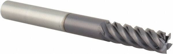 Value Collection - 1/4", 3/4" LOC, 1/4" Shank Diam, 2-1/2" OAL, 5 Flute, Solid Carbide Square End Mill - Single End, TiAlN Finish, Spiral Flute, 45° Helix, Right Hand Cut, Right Hand Flute - Eagle Tool & Supply