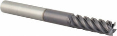 Value Collection - 1/4", 3/4" LOC, 1/4" Shank Diam, 2-1/2" OAL, 5 Flute, Solid Carbide Square End Mill - Single End, TiAlN Finish, Spiral Flute, 45° Helix, Right Hand Cut, Right Hand Flute - Eagle Tool & Supply