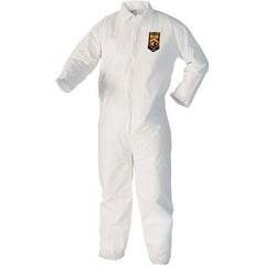 KleenGuard - Size L Film Laminate Chemical Resistant Coveralls - White, Zipper Closure, Open Cuffs, Open Ankles - Eagle Tool & Supply