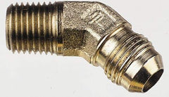 Parker - 3/16" Tube OD, 37° Steel Flared Tube Male 45° Elbow - 1/8 NPTF, Flare x MNPTF Ends - Eagle Tool & Supply