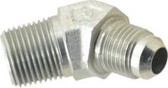 Parker - 3/8" Tube OD, 37° Steel Flared Tube Male 45° Elbow - 3/8 NPTF, Flare x MNPTF Ends - Eagle Tool & Supply