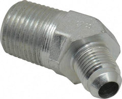 Parker - 3/8" Tube OD, 37° Steel Flared Tube Male 45° Elbow - 1/2 NPTF, Flare x MNPTF Ends - Eagle Tool & Supply