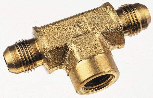 Parker - 3/4" Tube OD, 37° Steel Flared Tube Female Branch Tee - 3/4 NPTF, Flare x FNPTF Ends - Eagle Tool & Supply
