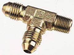 Parker - 1/2" Tube OD, 37° Steel Flared Tube Male Run Tee - 3/8 NPTF, Flare x MNPTF Ends - Eagle Tool & Supply