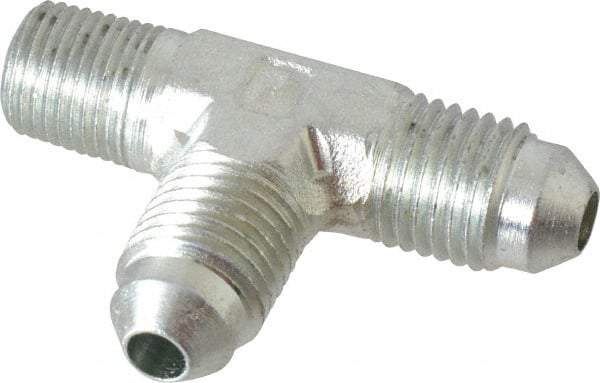 Parker - 1/4" Tube OD, 37° Steel Flared Tube Male Run Tee - 1/8 NPTF, Flare x MNPTF Ends - Eagle Tool & Supply
