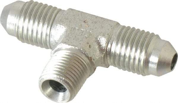 Parker - 1/4" Tube OD, 37° Steel Flared Tube Male Branch Tee - 1/8 NPTF, Flare x MNPTF Ends - Eagle Tool & Supply
