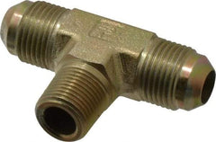Parker - 1/2" Tube OD, 37° Steel Flared Tube Male Branch Tee - 3/8 NPTF, Flare x MNPTF Ends - Eagle Tool & Supply