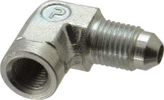 Parker - 1/4" Tube OD, 37° Steel Flared Tube Female Elbow - 1/8 NPTF, Flare x FNPTF Ends - Eagle Tool & Supply