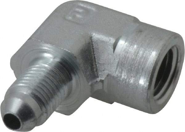 Parker - 1/4" Tube OD, 37° Steel Flared Tube Female Elbow - 1/4 NPTF, Flare x FNPTF Ends - Eagle Tool & Supply