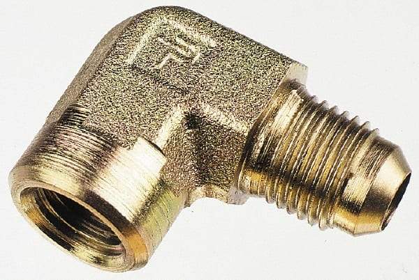 Parker - 3/8" Tube OD, 37° Steel Flared Tube Female Elbow - 1/8 NPTF, Flare x FNPTF Ends - Eagle Tool & Supply