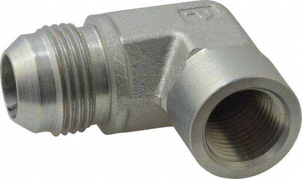Parker - 3/4" Tube OD, 37° Steel Flared Tube Female Elbow - 1/2 NPTF, Flare x FNPTF Ends - Eagle Tool & Supply