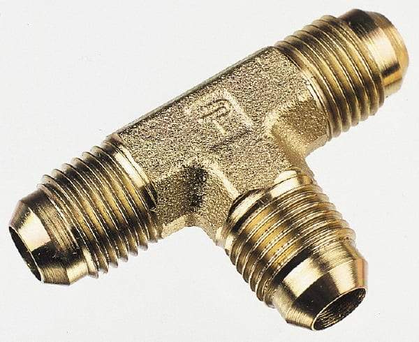 Parker - 1/8" Tube OD, 37° Steel Flared Tube Union Tee - Flare x Flare x Flare Ends - Eagle Tool & Supply