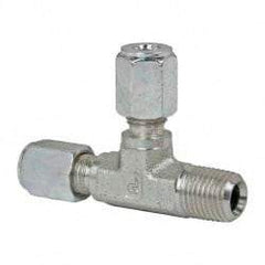 Parker - Metal Flareless Bite Tube Male Run Tee - 1/4 NPTF - Eagle Tool & Supply