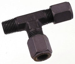Parker - Metal Flareless Bite Tube Male Run Tee - 1/8 NPTF - Eagle Tool & Supply