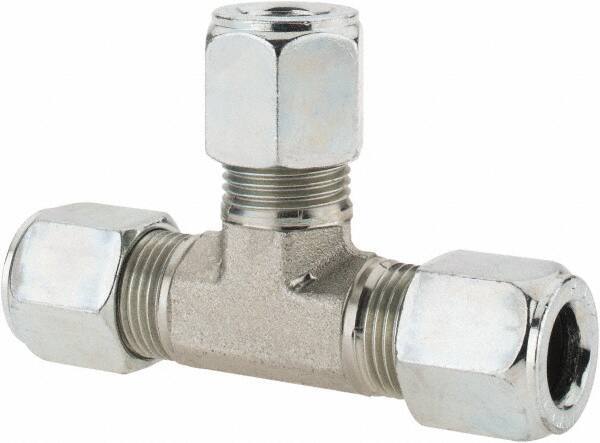 Parker - Metal Flareless Bite Tube Union Tee - 1/2 NPTF - Eagle Tool & Supply