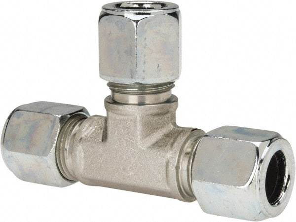 Parker - Metal Flareless Bite Tube Union Tee - 5/8 NPTF - Eagle Tool & Supply