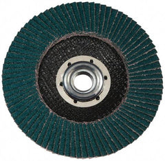 3M - 120 Grit, 7" Disc Diam, 5/8-11 Center Hole, Type 27 Zirconia Alumina Flap Disc - Cloth Backing, Arbor Attaching System, Coated - Eagle Tool & Supply