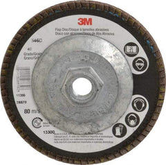 3M - 40 Grit, 4-1/2" Disc Diam, 5/8-11 Center Hole, Type 29 Zirconia Alumina Flap Disc - Cloth Backing, Arbor Attaching System, Coated - Eagle Tool & Supply
