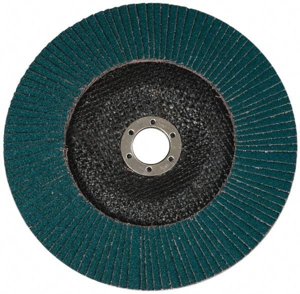 3M - 36 Grit, 7" Disc Diam, 7/8" Center Hole, Type 27 Zirconia Alumina Flap Disc - Cloth Backing, Arbor Attaching System, Coated - Eagle Tool & Supply
