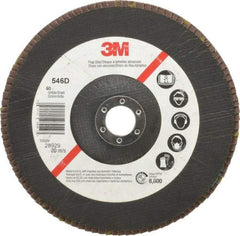 3M - 60 Grit, 7" Disc Diam, 7/8" Center Hole, Type 29 Zirconia Alumina Flap Disc - Cloth Backing, Arbor Attaching System, Coated - Eagle Tool & Supply