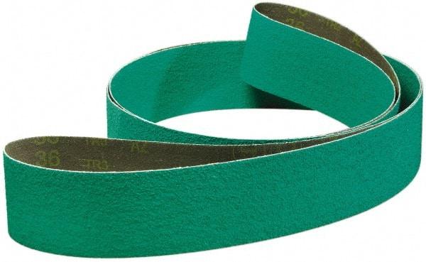 3M - 2" Wide x 72" OAL, 80 Grit, Zirconia Alumina Abrasive Belt - Zirconia Alumina, Medium, Coated, YF Weighted Cloth Backing, Series 577F - Eagle Tool & Supply