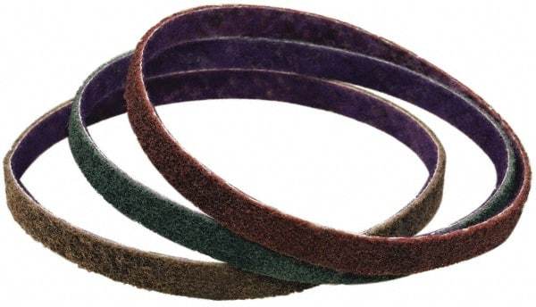 3M - 1/4" Wide x 24" OAL, Aluminum Oxide Abrasive Belt - Aluminum Oxide, Fine, Nonwoven - Eagle Tool & Supply