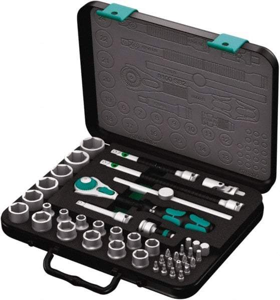 Wera - 43 Piece 3/8" Drive Socket & Bit Set - Comes in Molded Steel Case with High Density Foam Insert - Eagle Tool & Supply