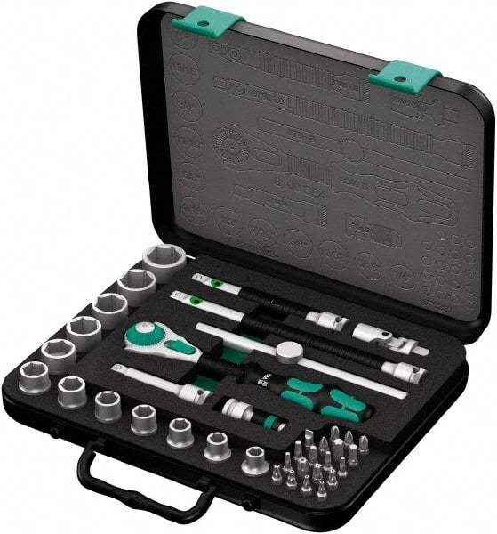 Wera - 38 Piece 3/8" Drive Socket & Bit Set - Comes in Molded Steel Case with High Density Foam Insert - Eagle Tool & Supply