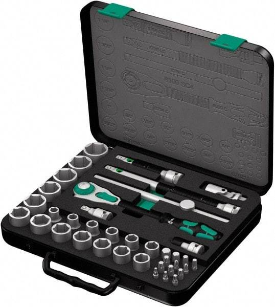 Wera - 37 Piece 1/2" Drive Socket & Bit Set - Comes in Molded Steel Case with High Density Foam Insert - Eagle Tool & Supply