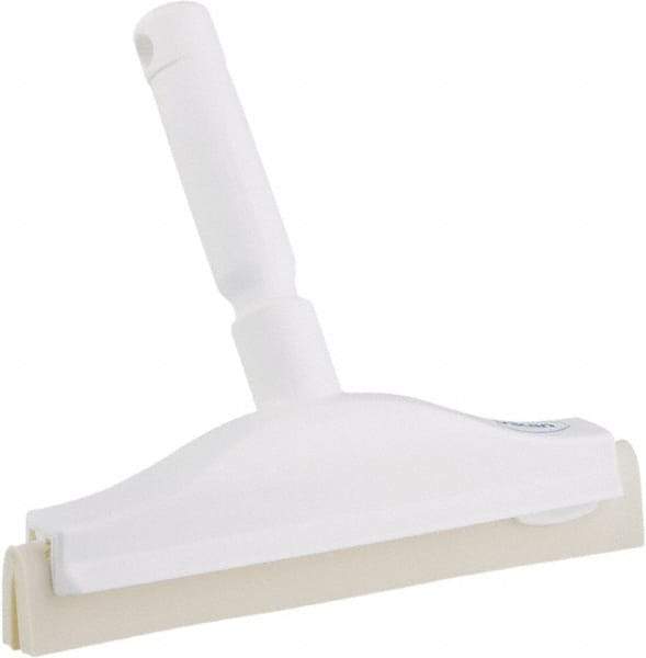 Vikan - 10" Foam Rubber Blade Bench Squeegee - Double Edge, White, Plastic Holder - Eagle Tool & Supply