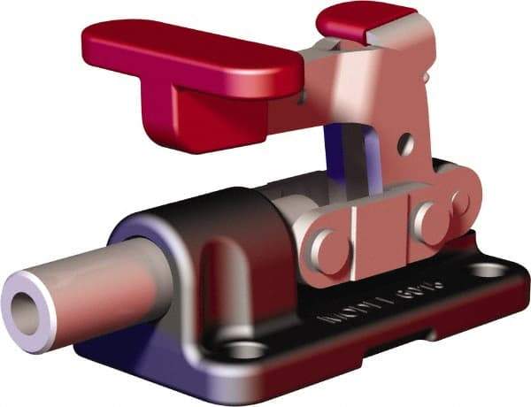 De-Sta-Co - 562.02 Lb Load Capacity, Flanged Base, Carbon Steel, Standard Straight Line Action Clamp - 4 Mounting Holes, 0.22" Mounting Hole Diam, 0.39" Plunger Diam, T-Handle Handle - Eagle Tool & Supply