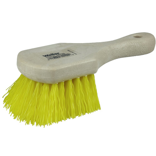 8″ Utility Scrub Brush, Yellow Polypropylene Fill, Short Handle, Foam Block - Eagle Tool & Supply