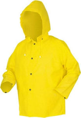 MCR Safety - Size 3XL, Yellow, Rain Jacket - 2 Pockets, Attached Hood - Eagle Tool & Supply